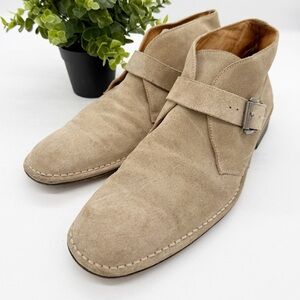 John Varvatos Beige Suede Monk Strap Chelsea Boot Size 11 Mens size 11 Italy